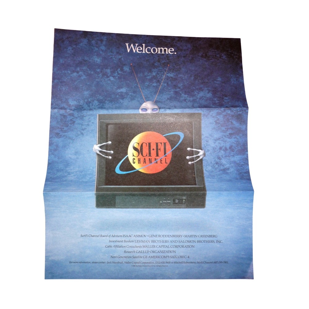 Vintage 1990 Sci-Fi Channel Launch Promo Flyer Isaac Asimov Gene Roddenberry